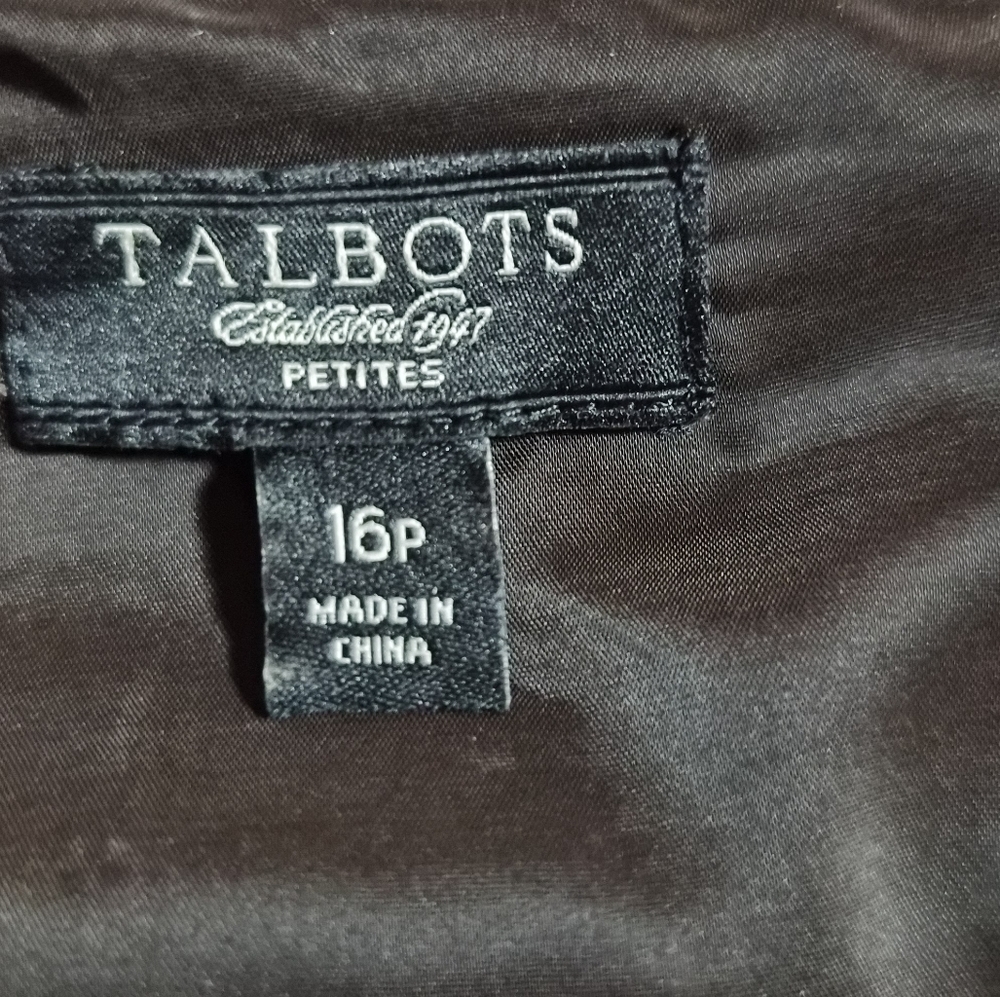 Talbots Petites Silk Blend Sheath Dress & Cropped Jacket Set Brown Size 16P - Picture 4 of 16